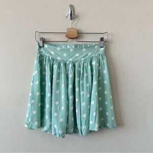 Minkpink-teal & White Polka Dot Mini Lightweight Skirt (Size:Small)
